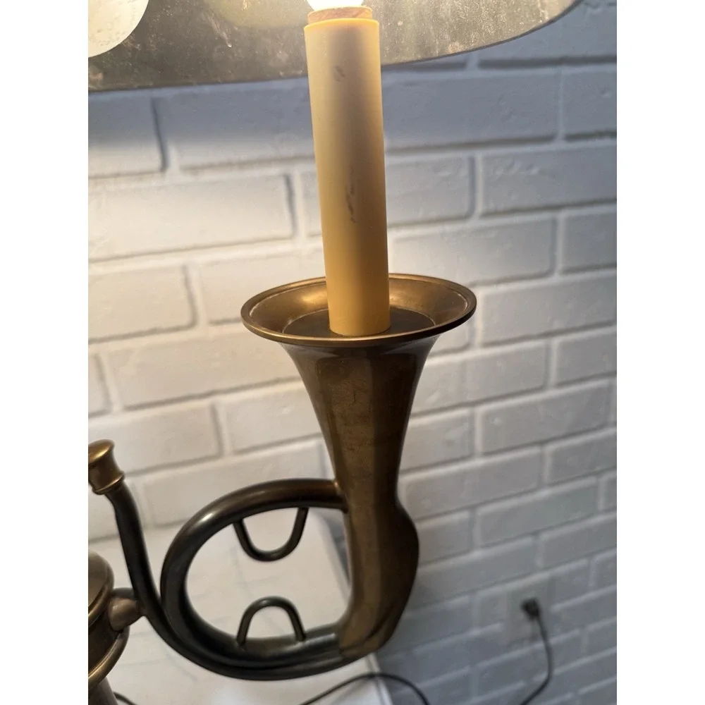 Classic Chapman French Horn Style Buillotte Lamp with Oblong Metal Shade 29